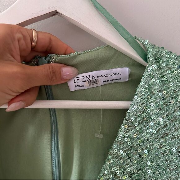 Mac Duggal Sequin Blouson Sleeve Dress - Picture 5 of 9